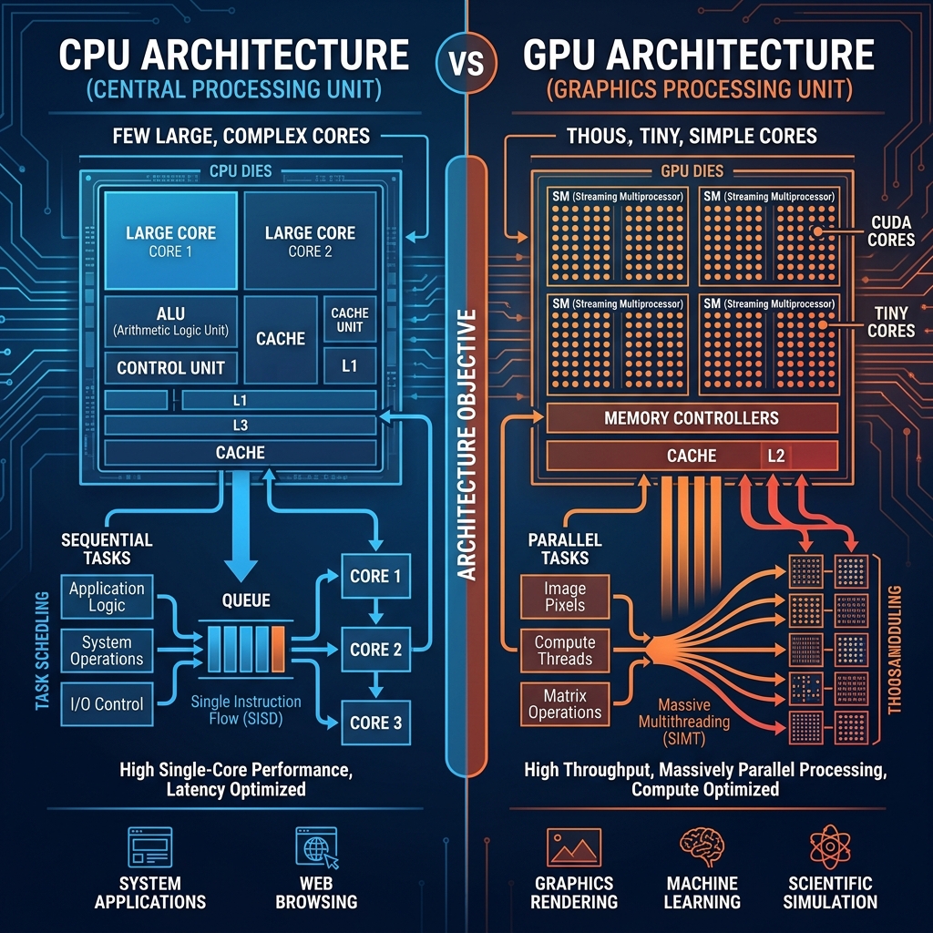 CPU vs GPU: So sánh kiến trúc, nguyên lý hoạt động và ứng dụng thực tế